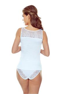 Koszulka damska z koronkową wstawką przy dekolcie Nikolina biała