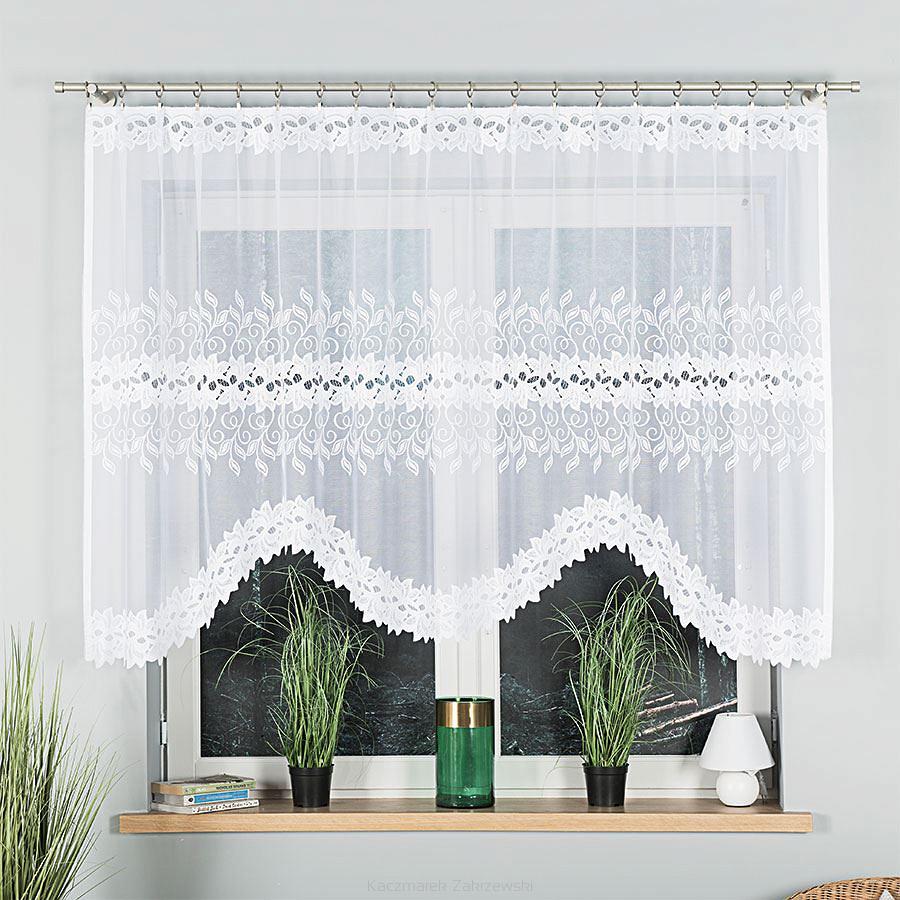 Firanka żakardowa gotowa na żabki BASTIA 250x130 biała
