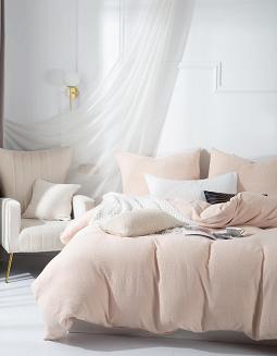Beżowa Bawełniana Pościel Muślinowa 140x200