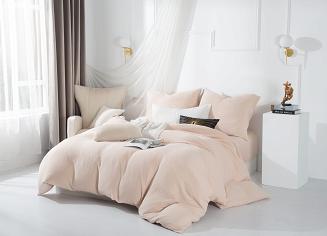 Beżowa Bawełniana Pościel Muślinowa 140x200