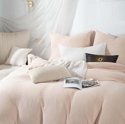 Beżowa Bawełniana Pościel Muślinowa 140x200