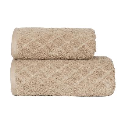 Ręcznik bawełniany OLIWIER 70x140 geometryczny wzór ciemnobeżowy