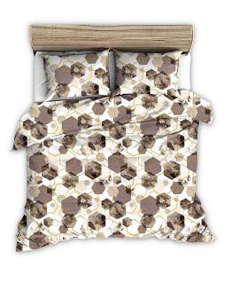 Pościel z kory 160x200 beżowa brązowa biała geometria