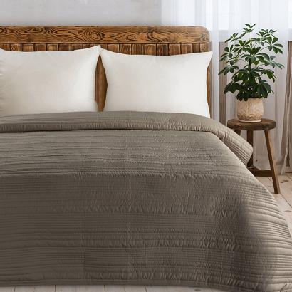 Narzuta dekoracyjna TARA 170x210 brązowa pikowana w pasy