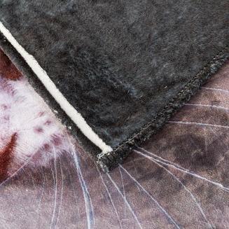 Koc z mikrofibry Nature Touch  160x200 grafitowy beżowy kremowy kotek