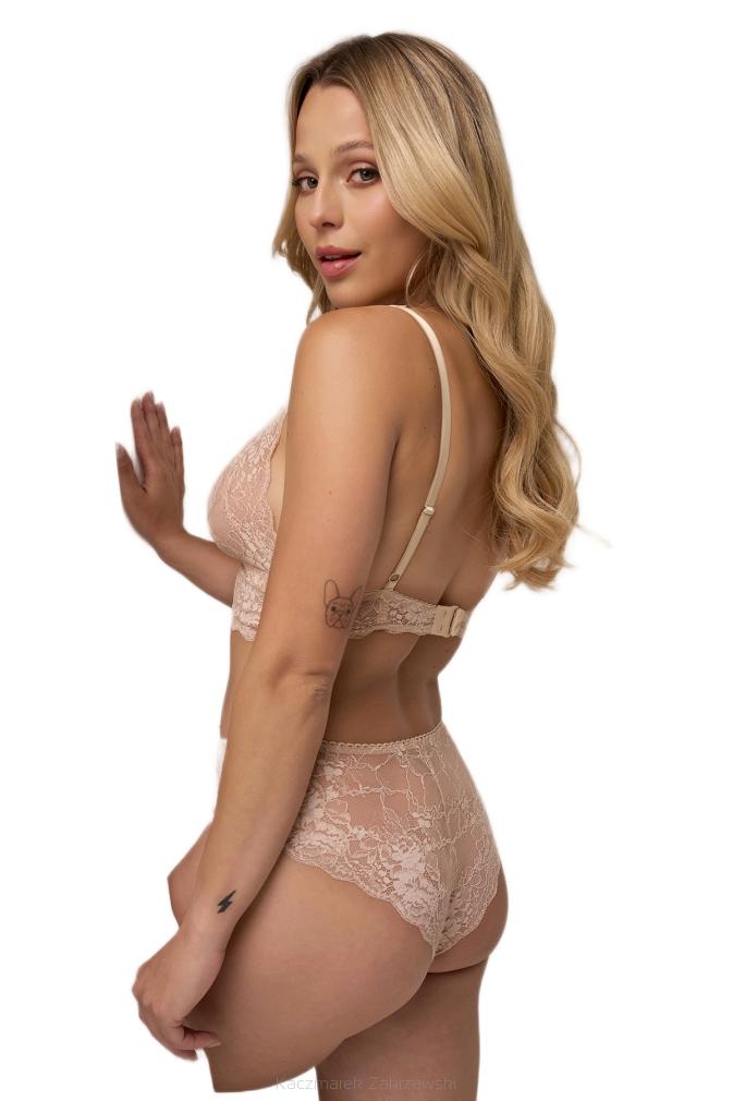 Figi damskie z tiulowym akcentem i koronkowym tyłem 213 beżowe