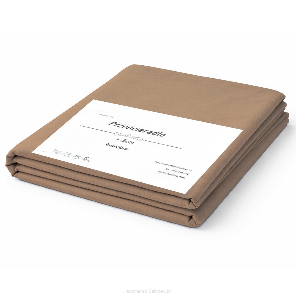 Prześcieradło bawełniane bez gumki 160x200 ciemny beżowy