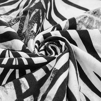 Pościel flanelowa 160x200 JUNGLE biała szara liście palmy