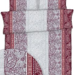 Pościel z kory 220x200 bordowa biała szara paisley ornamenty