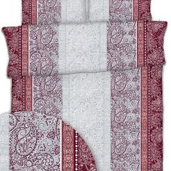 Pościel z kory 220x200 bordowa biała szara paisley ornamenty