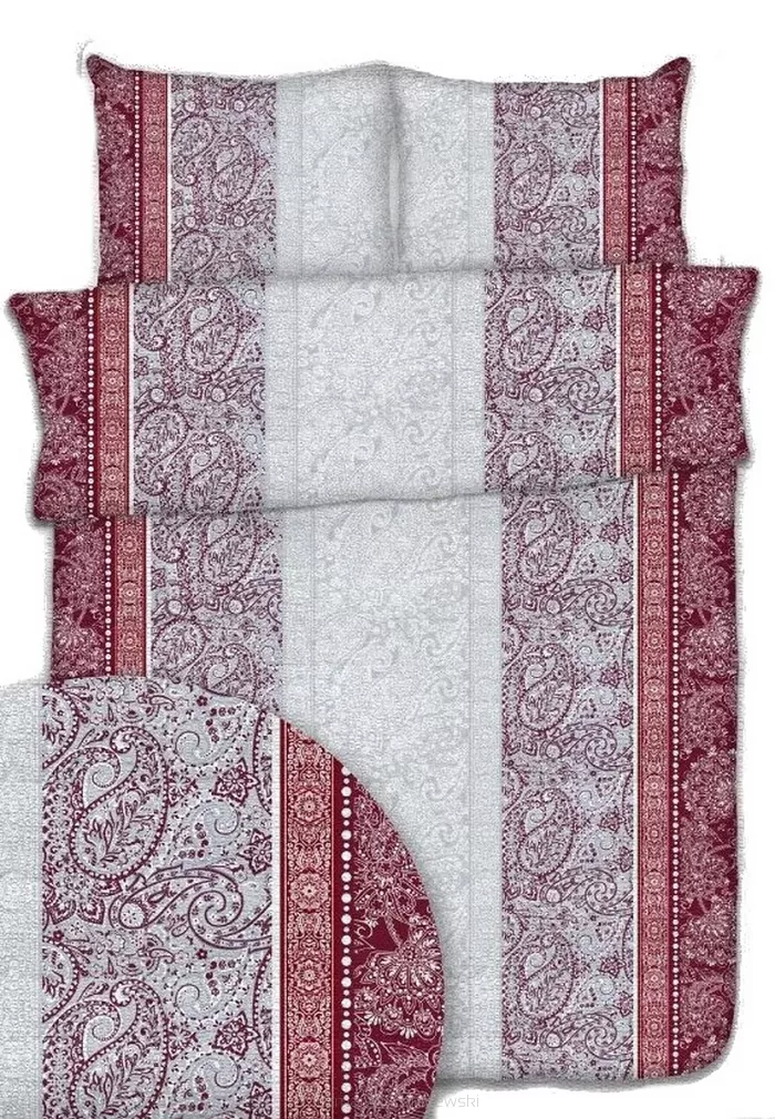 Pościel z kory 220x200 bordowa biała szara paisley ornamenty