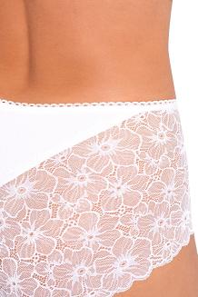 Figi damskie z wysokim stanem i koronką kod 190/1 białe