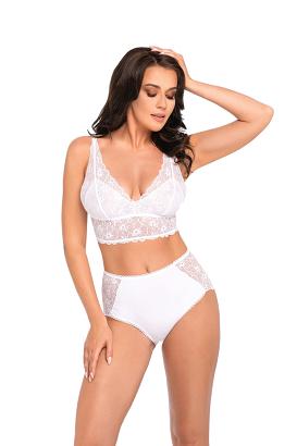 Figi damskie z wysokim stanem i koronką kod 190/1 białe
