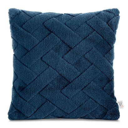 Poszewka dekoracyjna CARO 45x45 Design91 granatowa puszysta wytłaczana w kratę