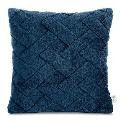 Poszewka dekoracyjna CARO 45x45 Design91 granatowa puszysta wytłaczana w kratę