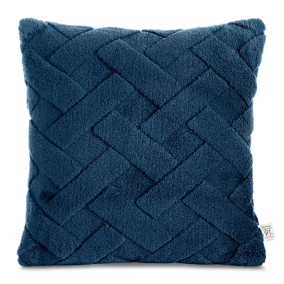 Poszewka dekoracyjna CARO 45x45 Design91 granatowa puszysta wytłaczana w kratę