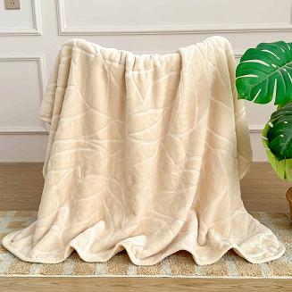 Koc akrylowy tłoczony LIV 160x200 gruby ciepły masełkowy