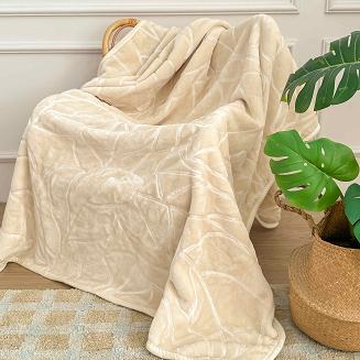 Koc akrylowy tłoczony LIV 160x200 gruby ciepły masełkowy