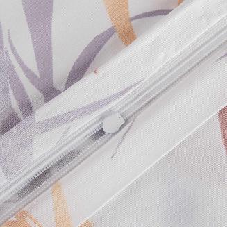 Pościel satyna bawełniana DREAM 200x220 biała w beżowe szare listki