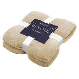 Koc narzuta BINGIE 150x180 miodowy z rękawami TV