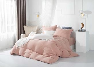 Pudrowa Bawełniana Pościel Muślinowa 220x200