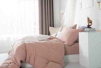Pudrowa Bawełniana Pościel Muślinowa 220x200