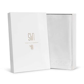 Pościel bawełniana Retro 160x200 biała z koronką Mini