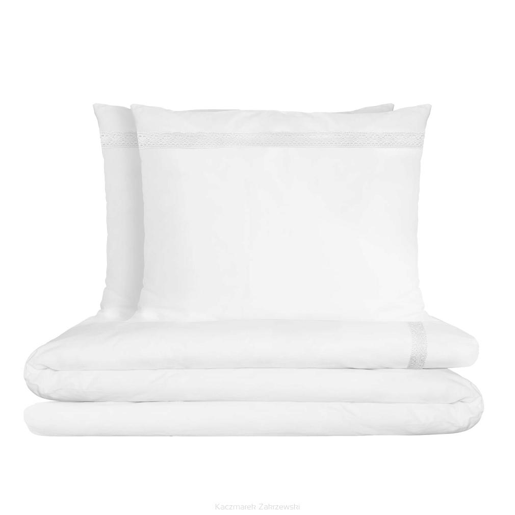 Pościel bawełniana Retro 160x200 biała z koronką Mini