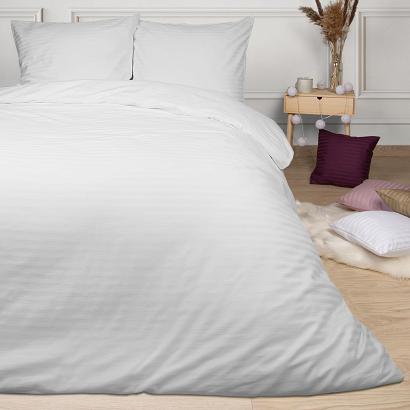 Pościel satyna bawełniana adamaszek 180x200 biała