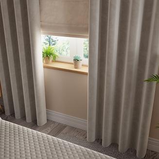 Zasłona gotowa na przelotkach VELVI 140x230 szarobeżowa