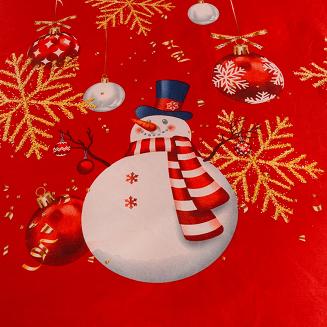 Pościel świąteczna 220x200 czerwona biała złota bałwanki śnieżynki