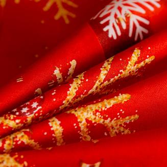 Pościel świąteczna 220x200 czerwona biała złota bałwanki śnieżynki