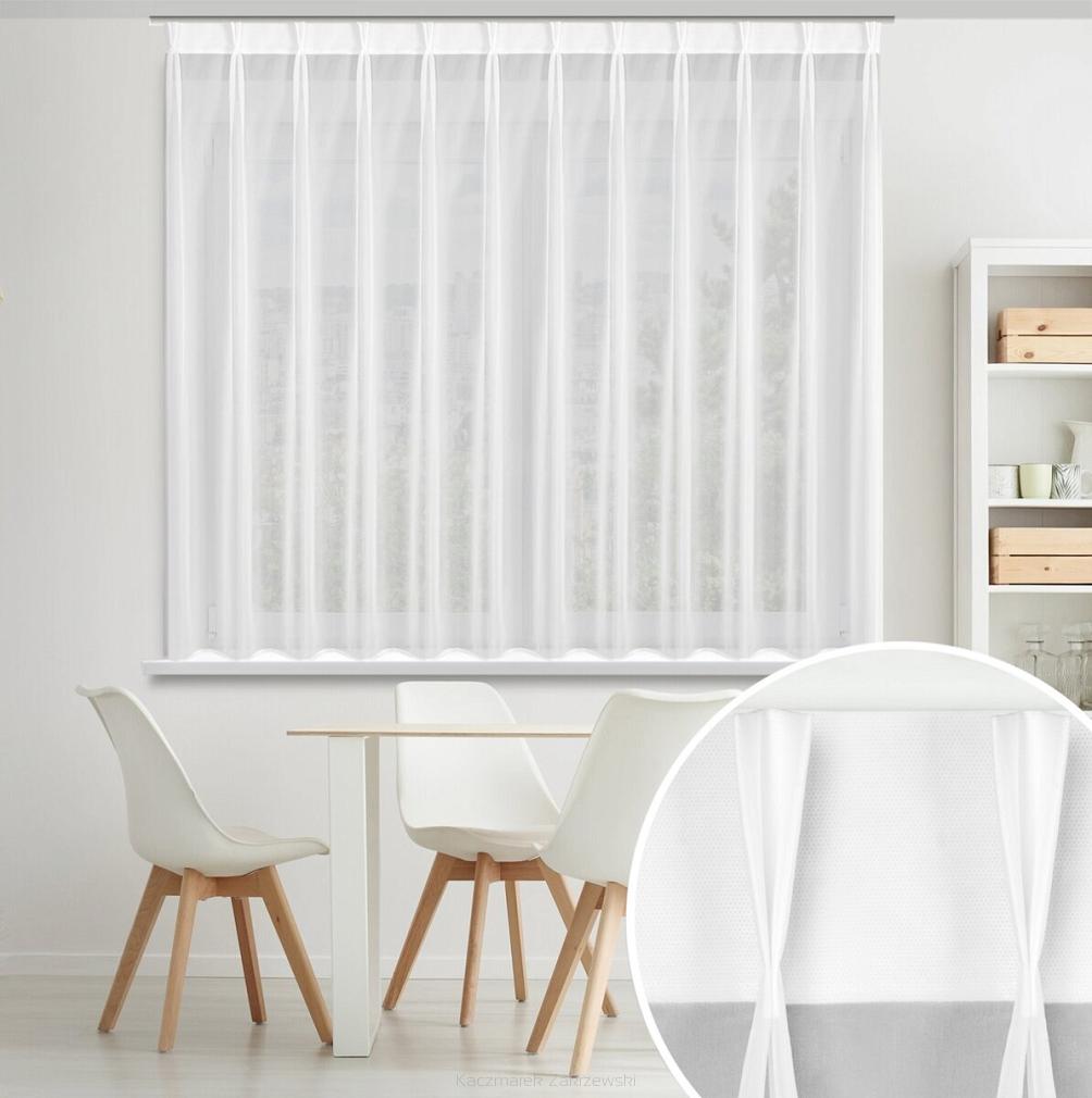Firana gotowa z systemem flex LUCY 230x170 Eurofirany biała ze zwiewnego woalu