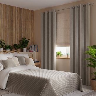 Narzuta dekoracyjna VELVI 170x210 pikowana w geometryczny wzór szarobeżowa