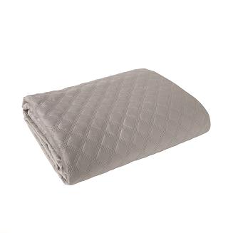 Narzuta dekoracyjna VELVI 170x210 pikowana w geometryczny wzór szarobeżowa