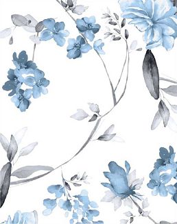 Piżama damska LUNA kod 675 niebieska / biała szara w orientalne kwiaty