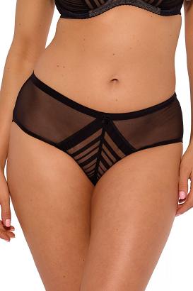 Figi damskie z siateczki w pasy Johanne 1272 czarne