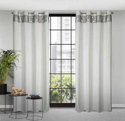 Zasłona gotowa na przelotkach JASPER 140x250 Eurofirany biało/srebrna