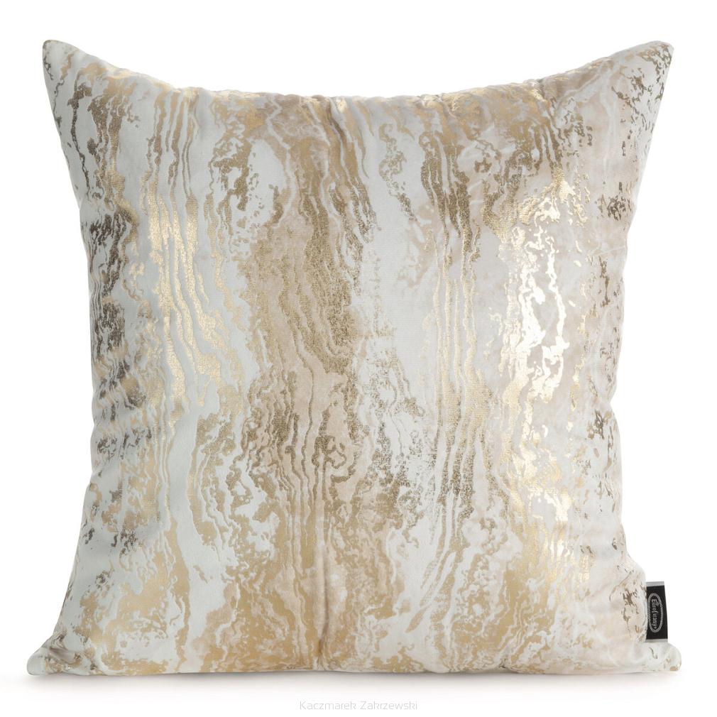 Poszewka dekoracyjna SOFI 45x45 Eurofirany kremowa zdobiona metalicznym nadrukiem