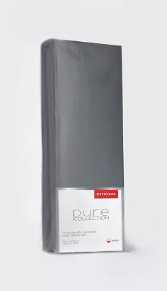 Prześcieradło satynowe z gumką Pure 180x200 jednobarwne ciemnoszare