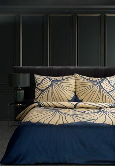 Pościel z makosatyny POS 200x220 Eurofirany granatowy/złocisty