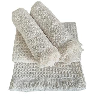 Komplet dekoracyjny narzuta 170x205 + 2x 60x170 gofra ekri