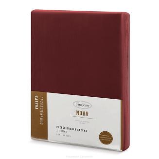 Prześcieradło satynowe z gumką NOVA3 140x200 Eurofirany burgundowy