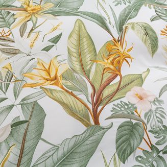 Komplet pościeli dwustronnej 160x200 biała botaniczny ogród tropikalne kwiaty liście