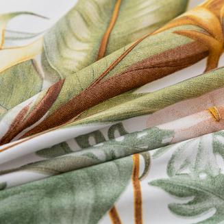 Komplet pościeli dwustronnej 160x200 biała botaniczny ogród tropikalne kwiaty liście