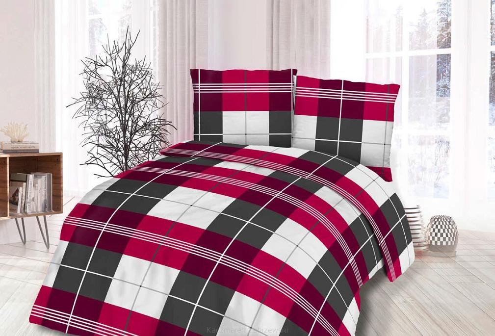 Pościel flanelowa 180x200 Darymex bordowa krata