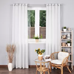 Zasłona gotowa na przelotkach BASIC 145x300 półprzezroczysta biała