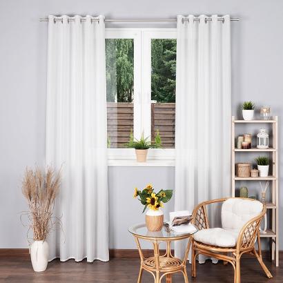 Zasłona gotowa na przelotkach BASIC 145x300 półprzezroczysta biała