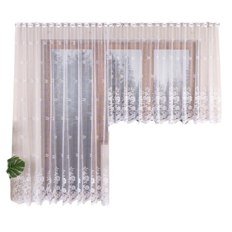 Firanka żakardowa gotowa na szelkach SARA 300x250 biała