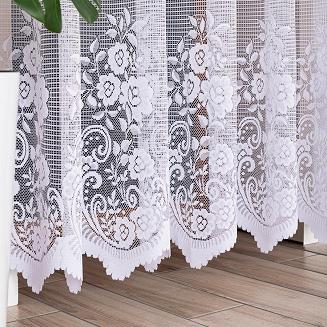 Firanka żakardowa gotowa na szelkach SARA 300x250 biała